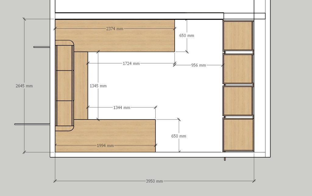 Plan d'implantation de la cuisine sur mesure